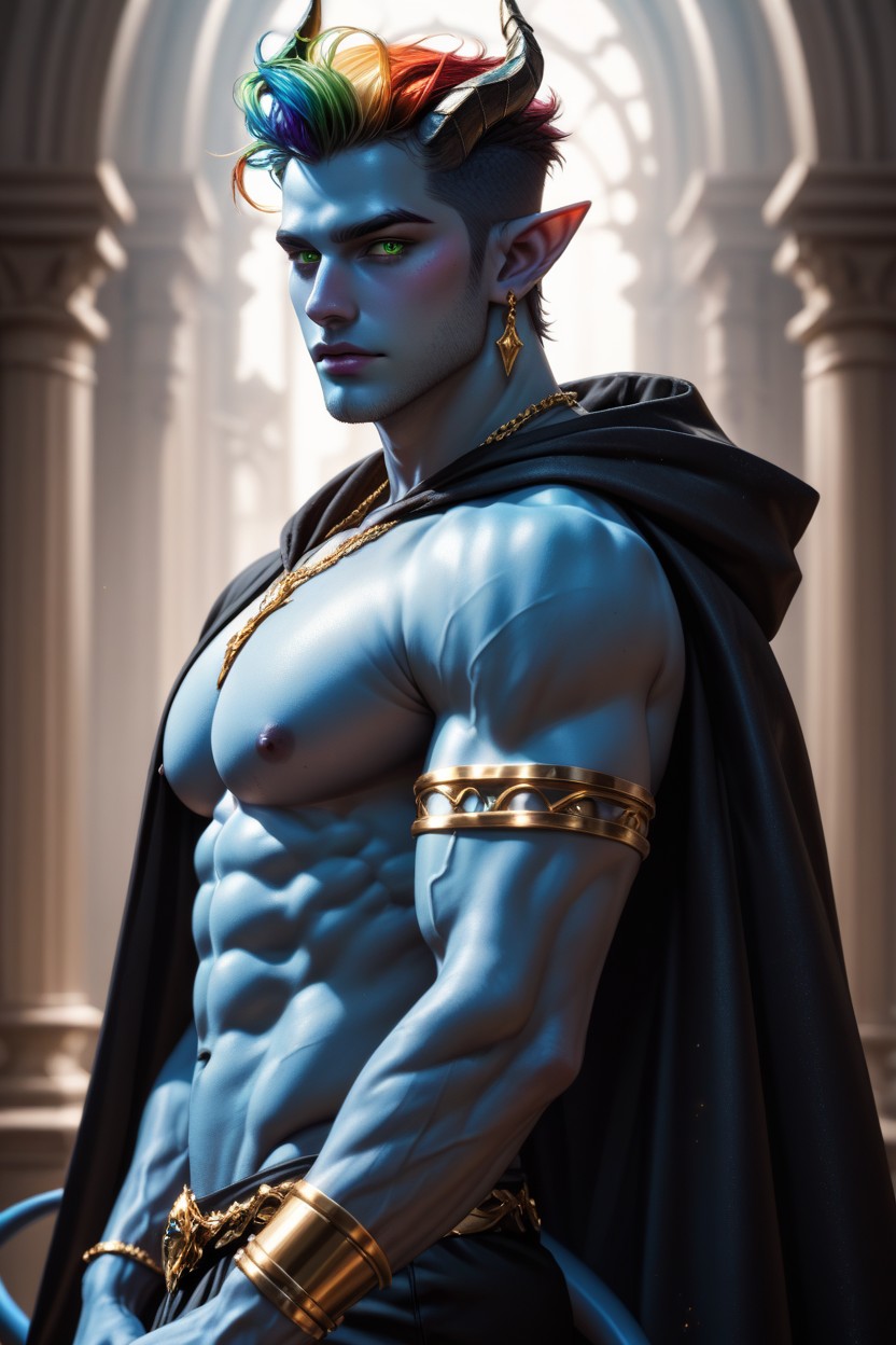 Horns, Green Eyes, Demon AI Gay Porn