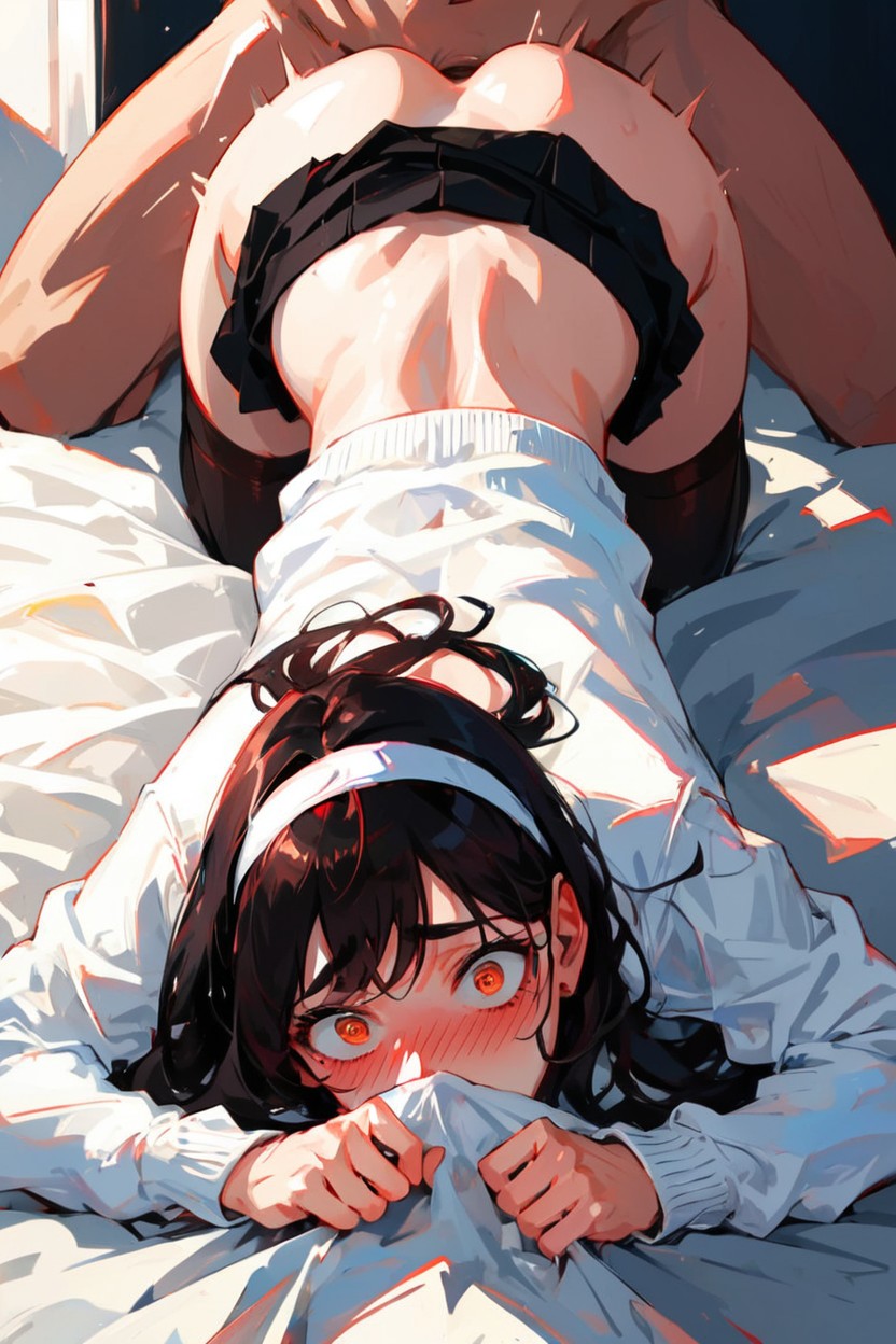 Looking At Viewer, Nose, White Sweater AI Porn