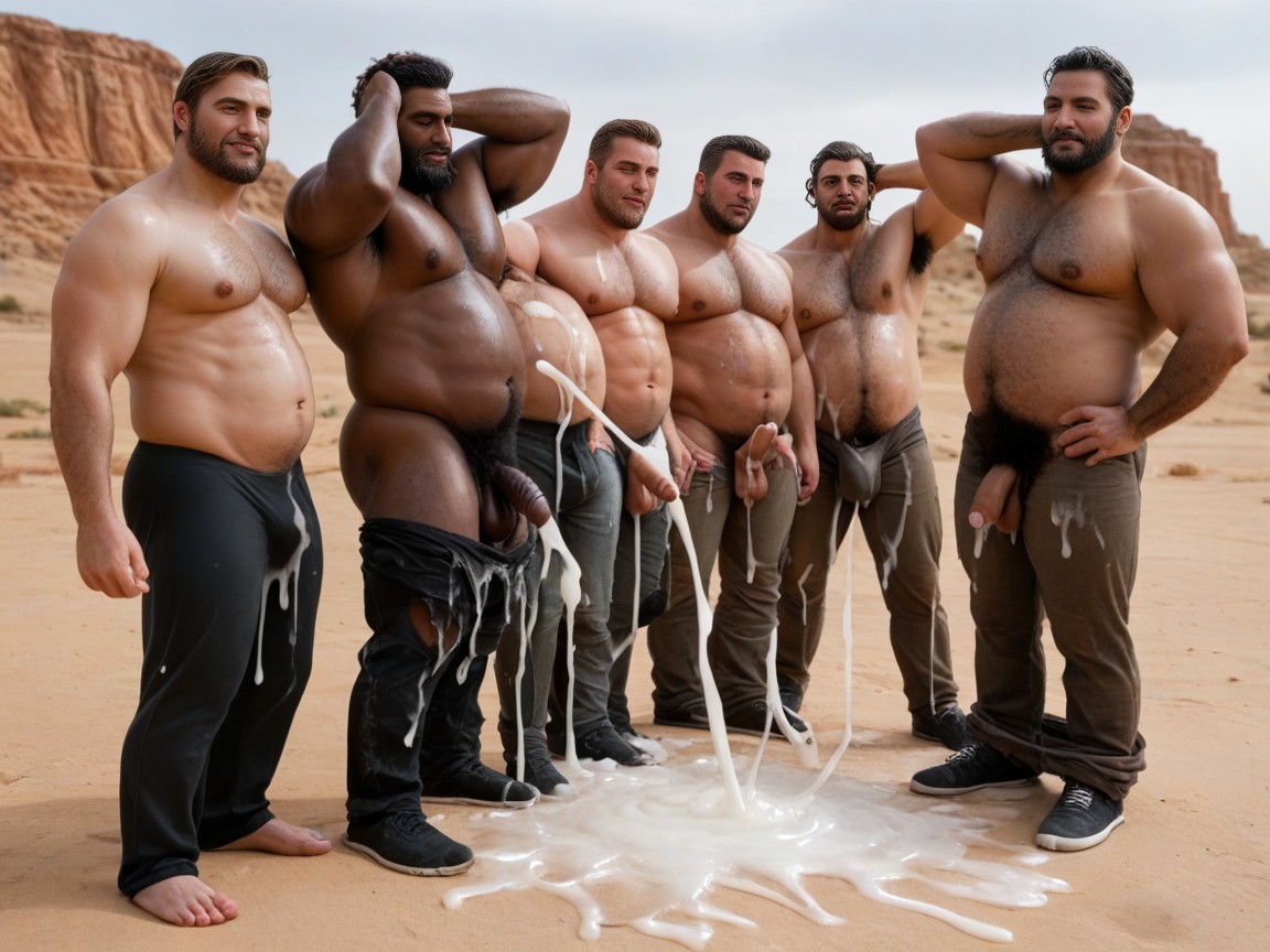 Sweaty, Many Arab Guys In The Background, Ripped Clothes AI Gay Porn