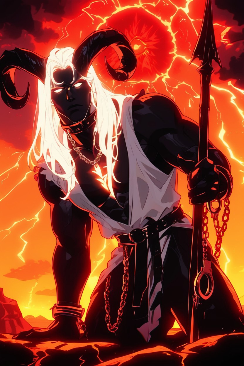 Handcuffs, Black Skin, Fucks God Of Light Doggy Style AI Gay Porn