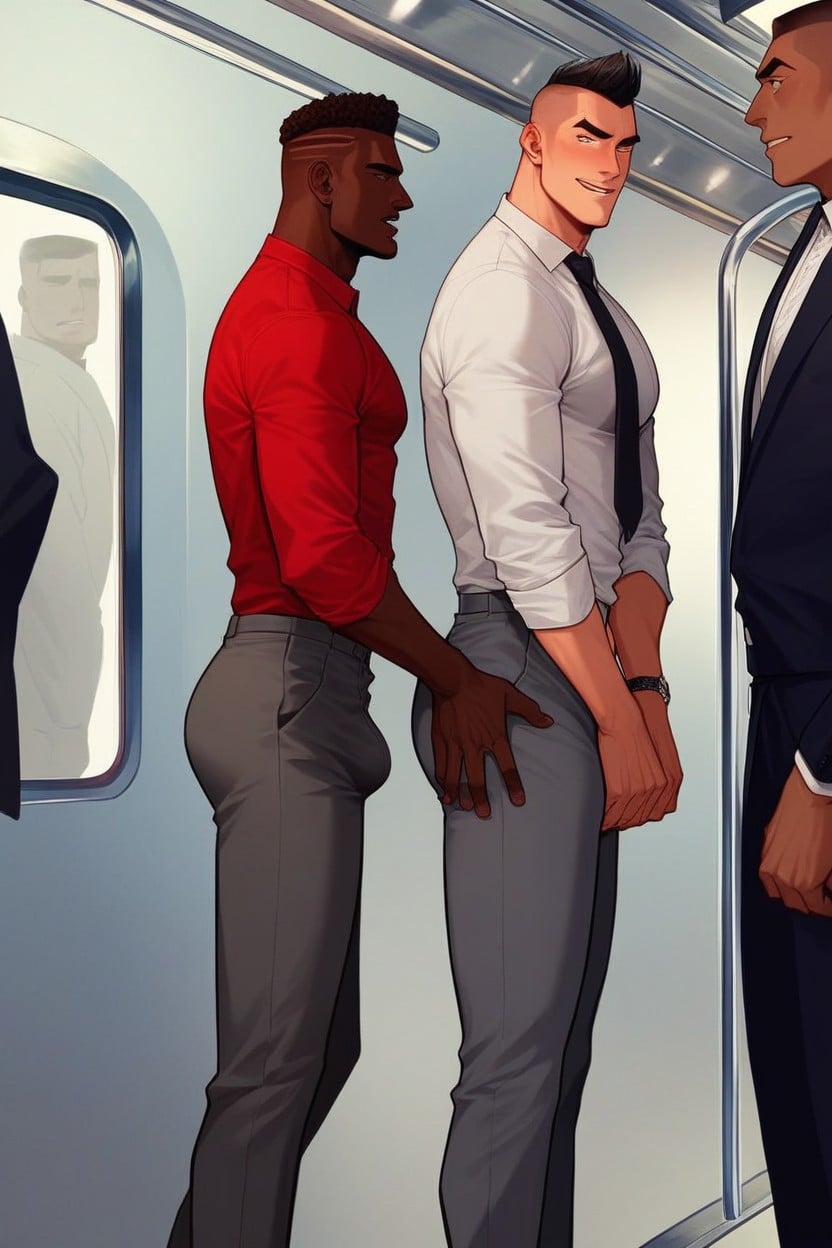 Close, In A Metro, Open Mouth AI Gay Porn