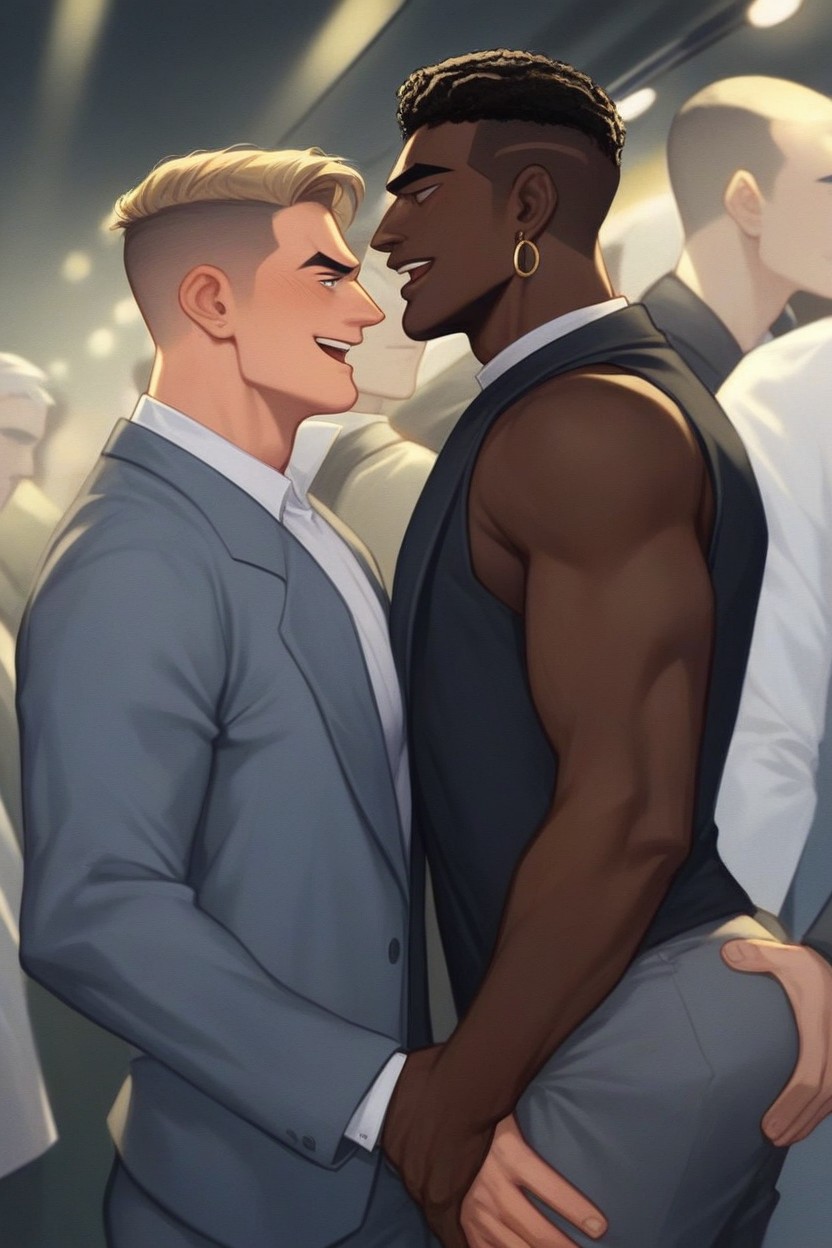 Close, Pressed Body, Buzzcut AI Gay Porn