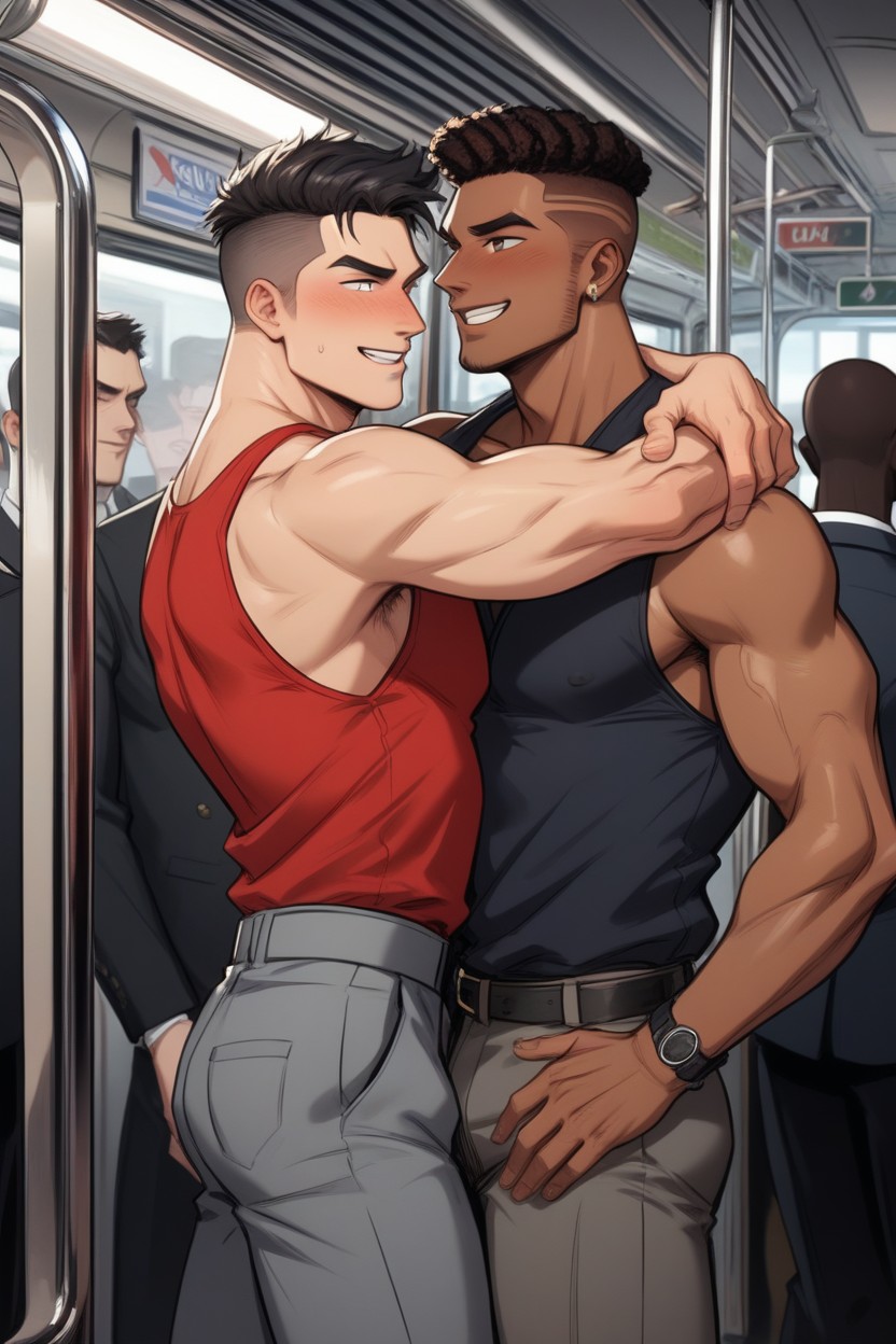 Interracial, Crowded, Face To Face AI Gay Porn
