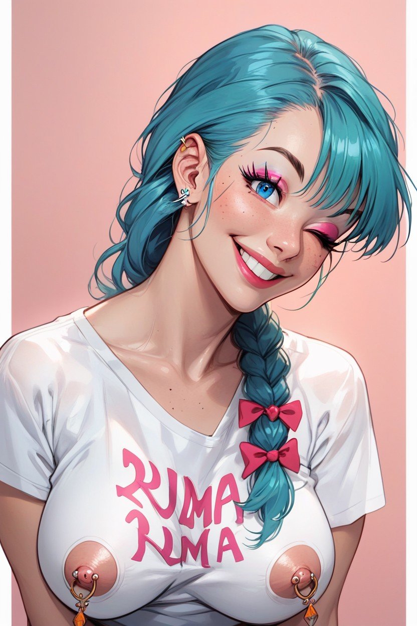 Bulma, Looking At Viewer, Braided Shemale AI Porn