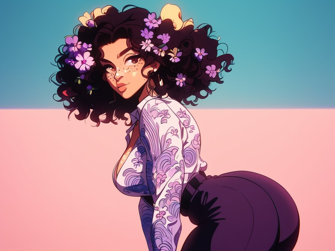 Natural Breast, Rear View, Extremely Large Ass Hentai AI Porn