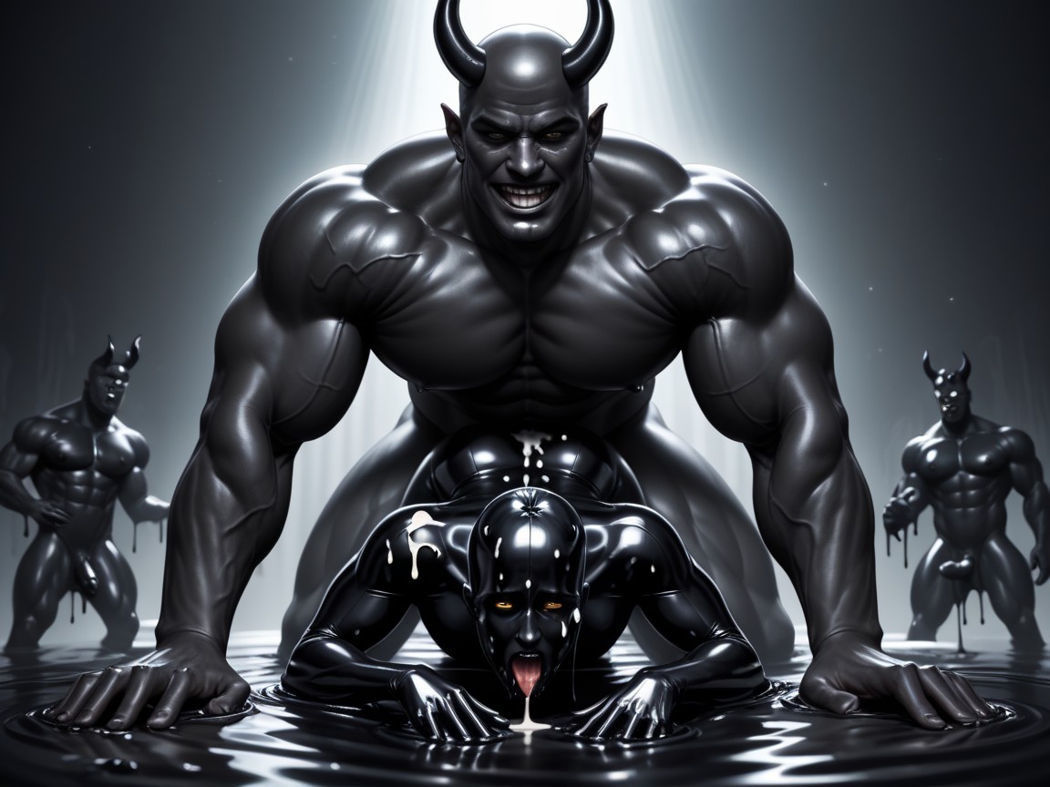 Black Devil, Hairless Body, Spread AI Gay Porn