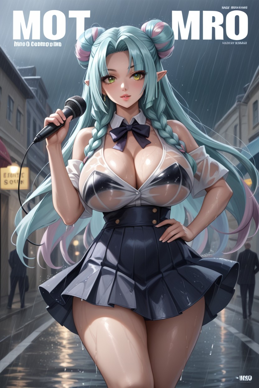 Massive Natural Round Breast, Looking At Viewer, Playboy Cover Hentai IA