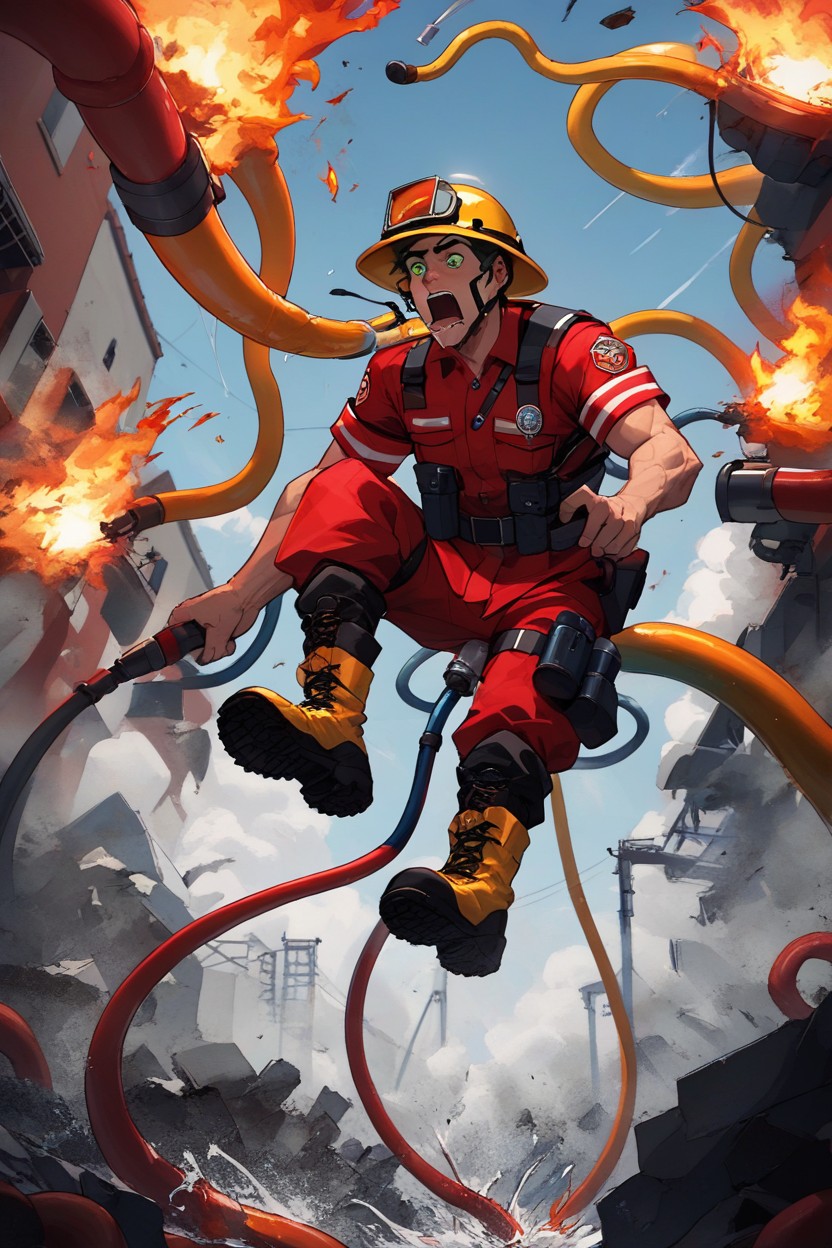 Surprised, Red Uniform, Rim Lightning AI Gay Porn