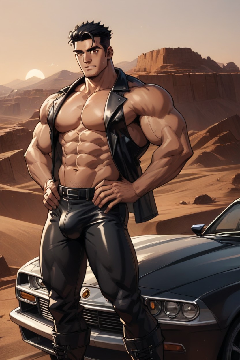 Brown Eyes, Jeans, White Man AI Gay Porn