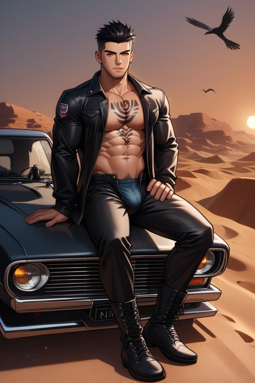 Boots, Noon, Muscular AI Gay Porn
