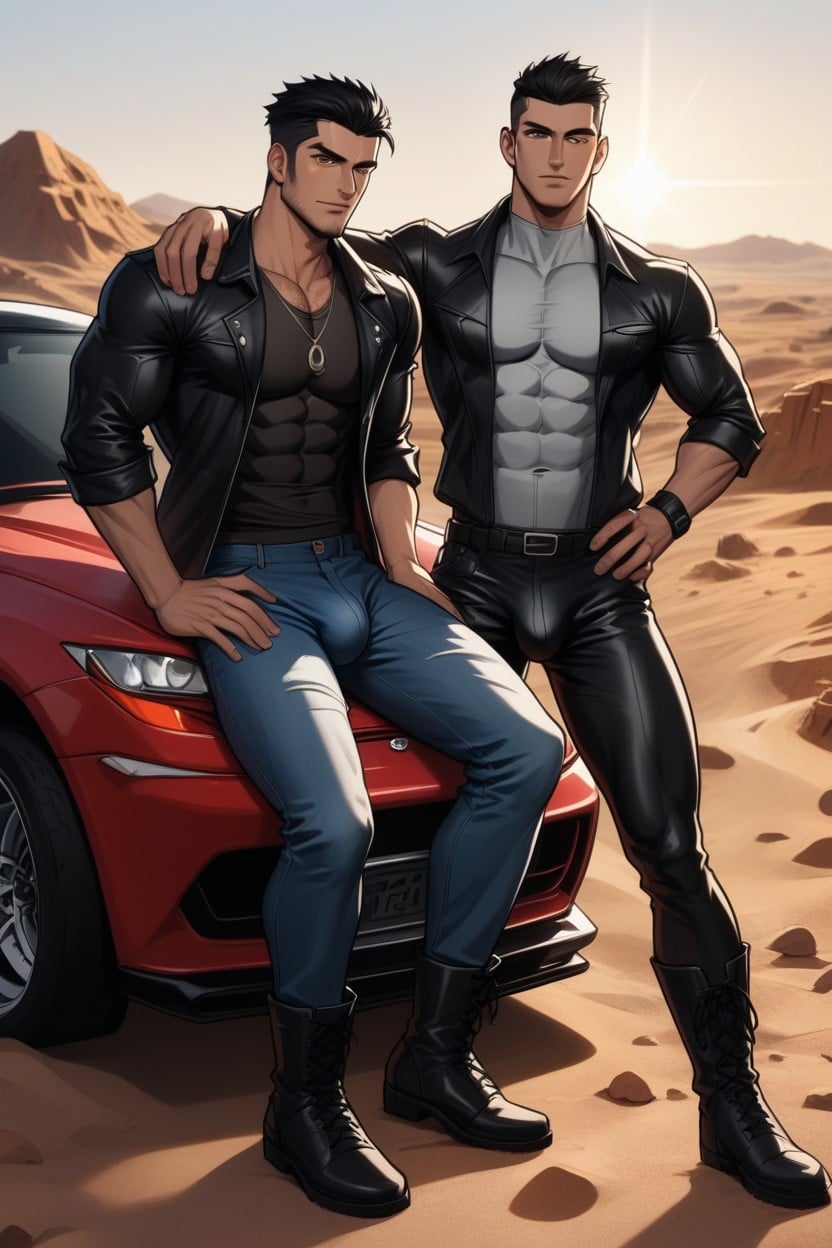 Jacket, Desert, Brown Eyes AI Gay Porn