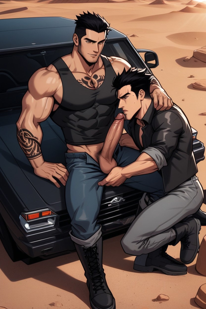 Arms Resting, Boots, Second Person AI Gay Porn