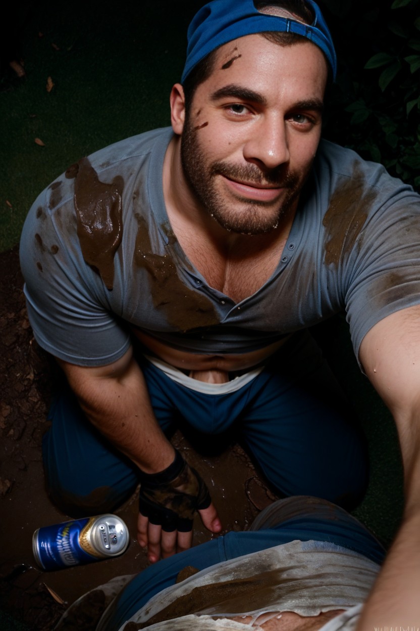 Pulls Dick Out Of Pants, Form Fitting Clothes, Male Focus AI Gay Porn