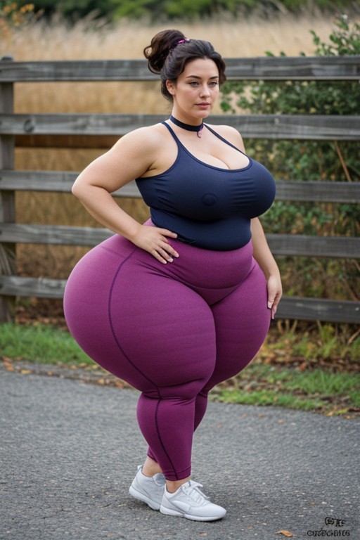 Disproportionately Huge Hyper Wide Hips, Hyper Bottom Heavy, Ass So Big You Can See It From The Front And Back AI Porn