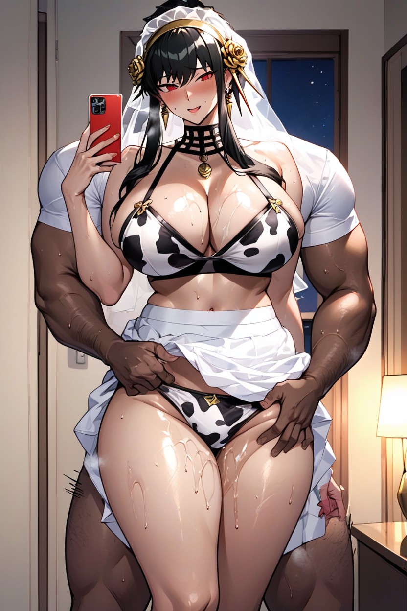 Perfect Figure, African Man Wear A Dairy Cattle Print Pattern Boxer Briefs, Round Thighs Hentai IA