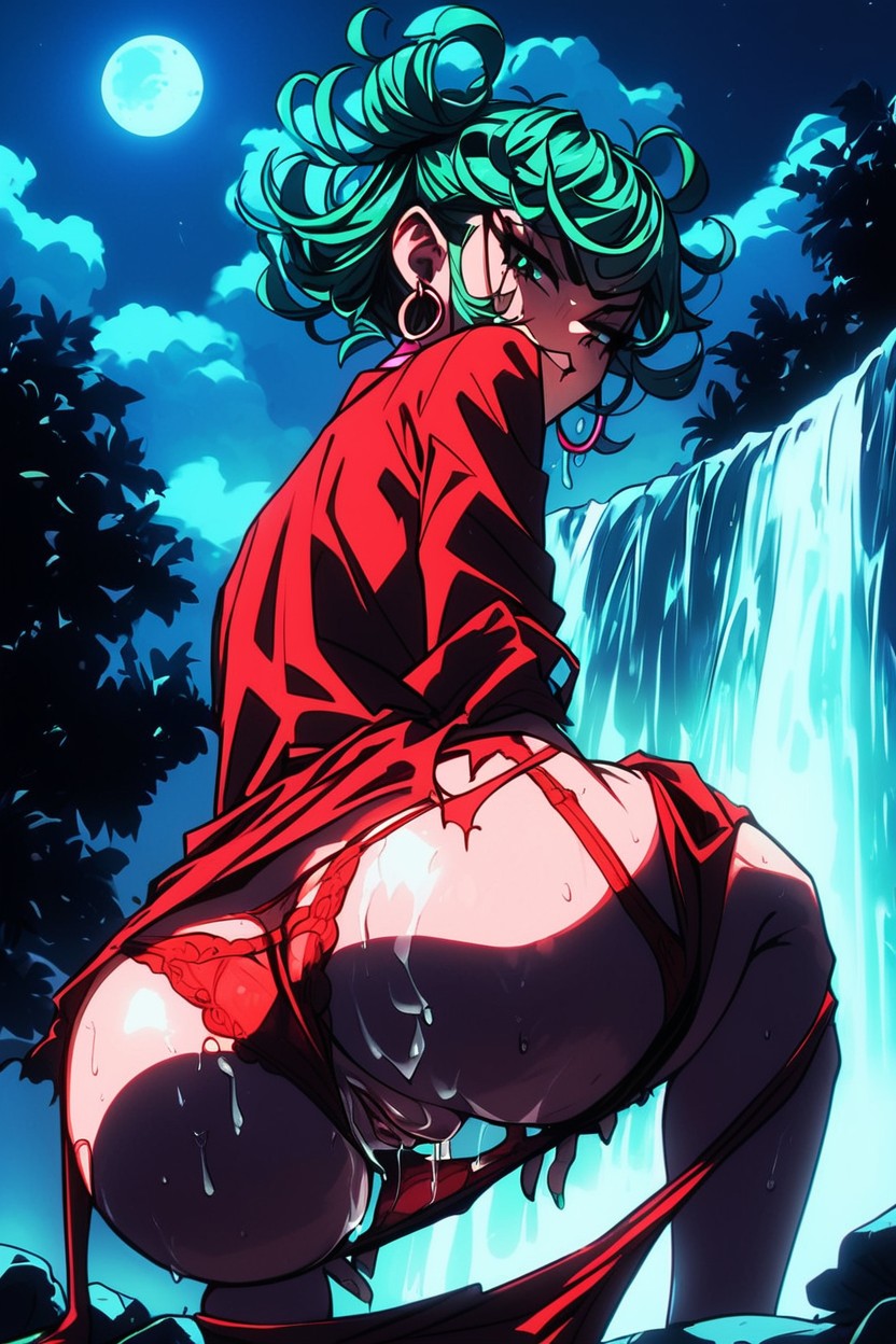 Tatsumaki, Panty Wet, Bending Over Hentai AI Porn