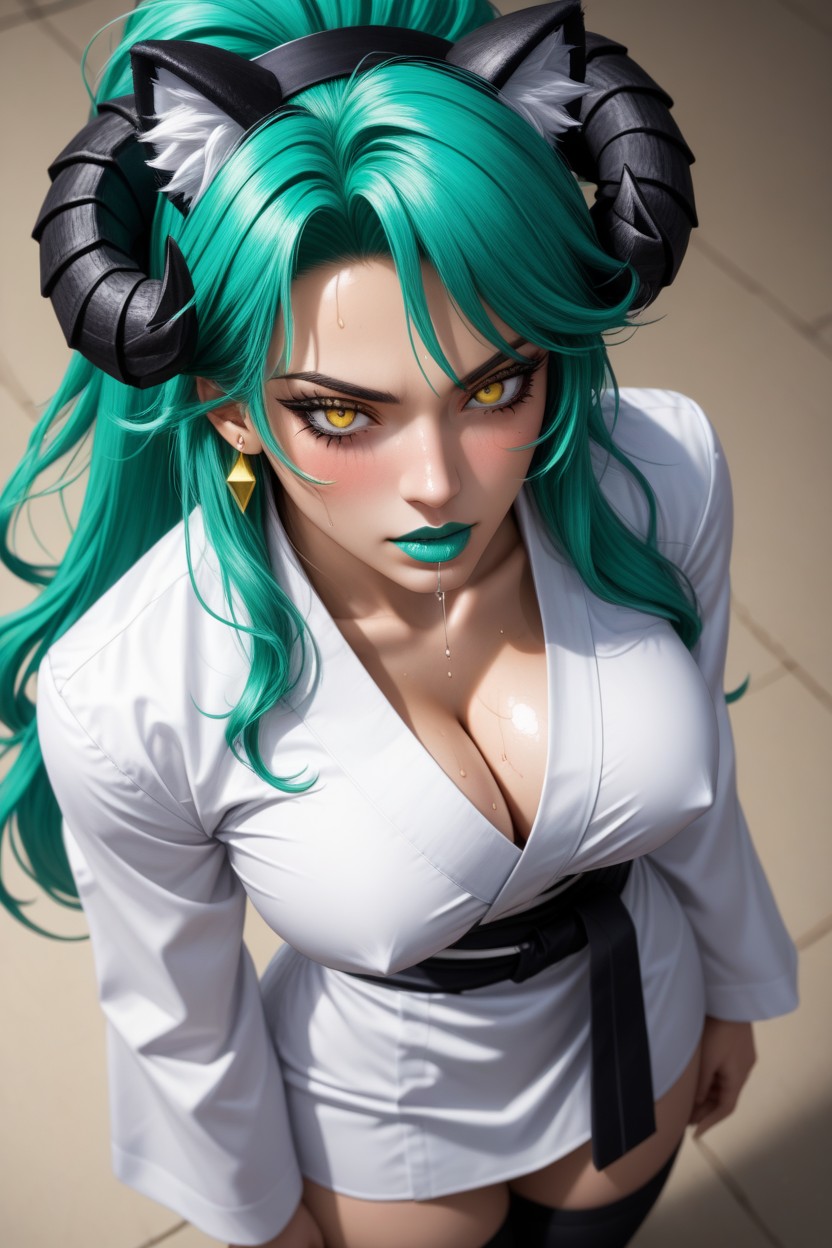 Ducha, Black Striped Body, Turquoise Hair Hentai AI Porn