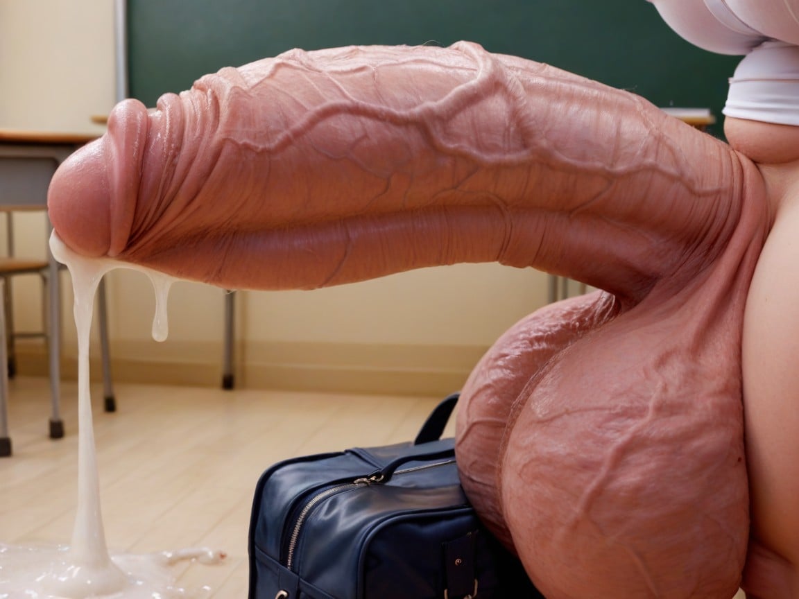 Tons Of Cum, Close Up Face, Massive Flaccid Cock AI Porn