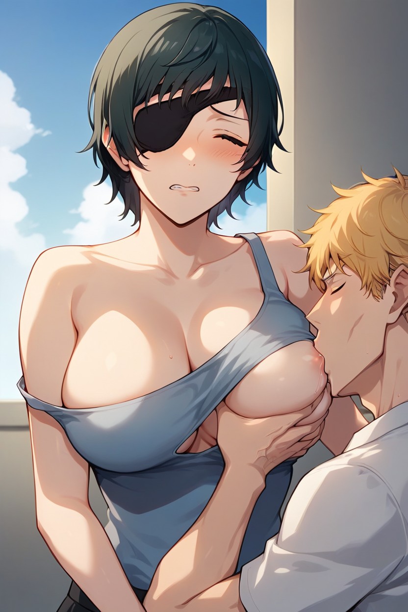 Groping Breasts, Avergonzada, Himeno From Chainsaw Man Hentai IA