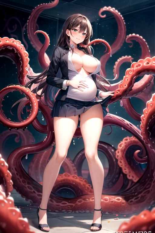 She Has A Symbiotic Relationship With The Consensual Tentacles Sliding All Over Her, Wearing Tentacle Clothes, A Gorgeous Mature White Teacher ゲイAIポルノ