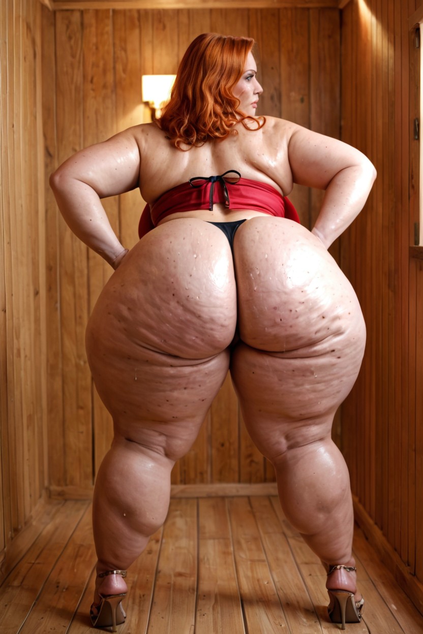 Bending Over, Ginger, Sweaty BBW AI Porn