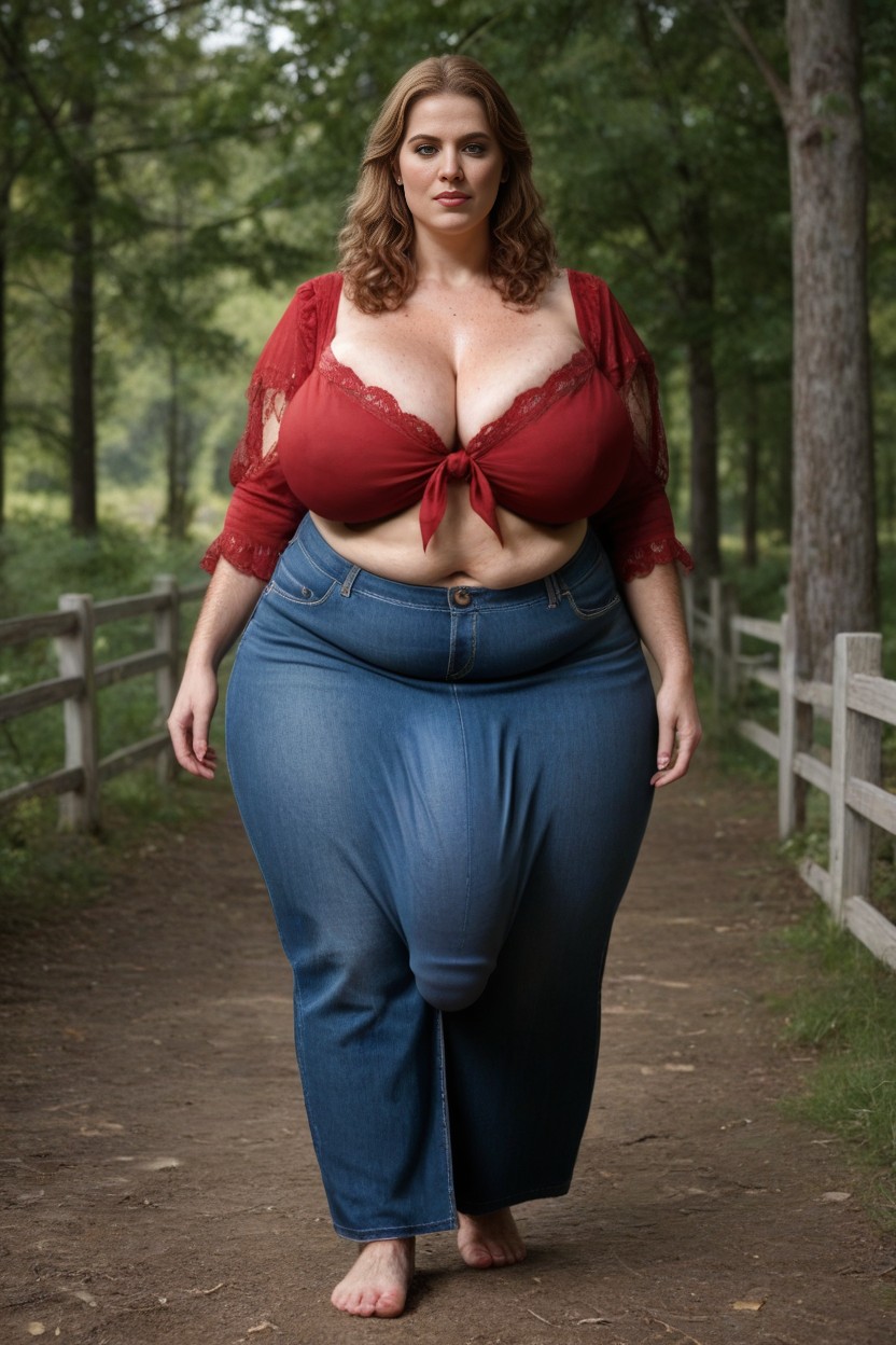 Freckles All Over Skin, Gigantic Saggy Breast, Grinning AI Porn