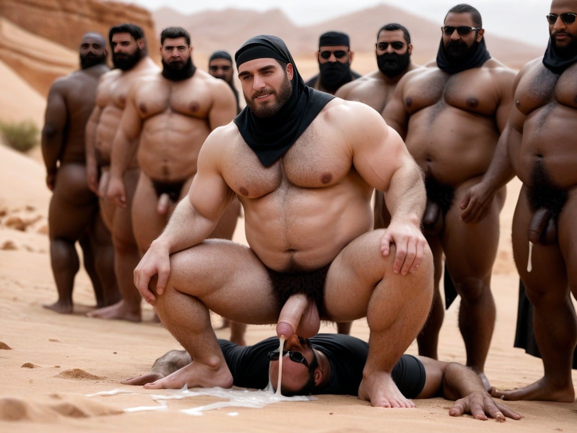 Gay Tall Bearded Black Guys, Outdoors, Black Headscarfs AI Gay Porn