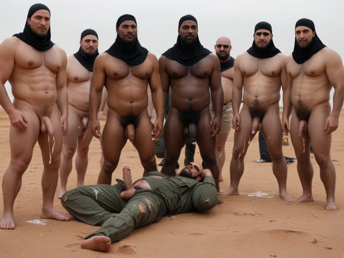 Show Balls, Unkempt Beards, Puddles Of Cum On Pants AI Gay Porn