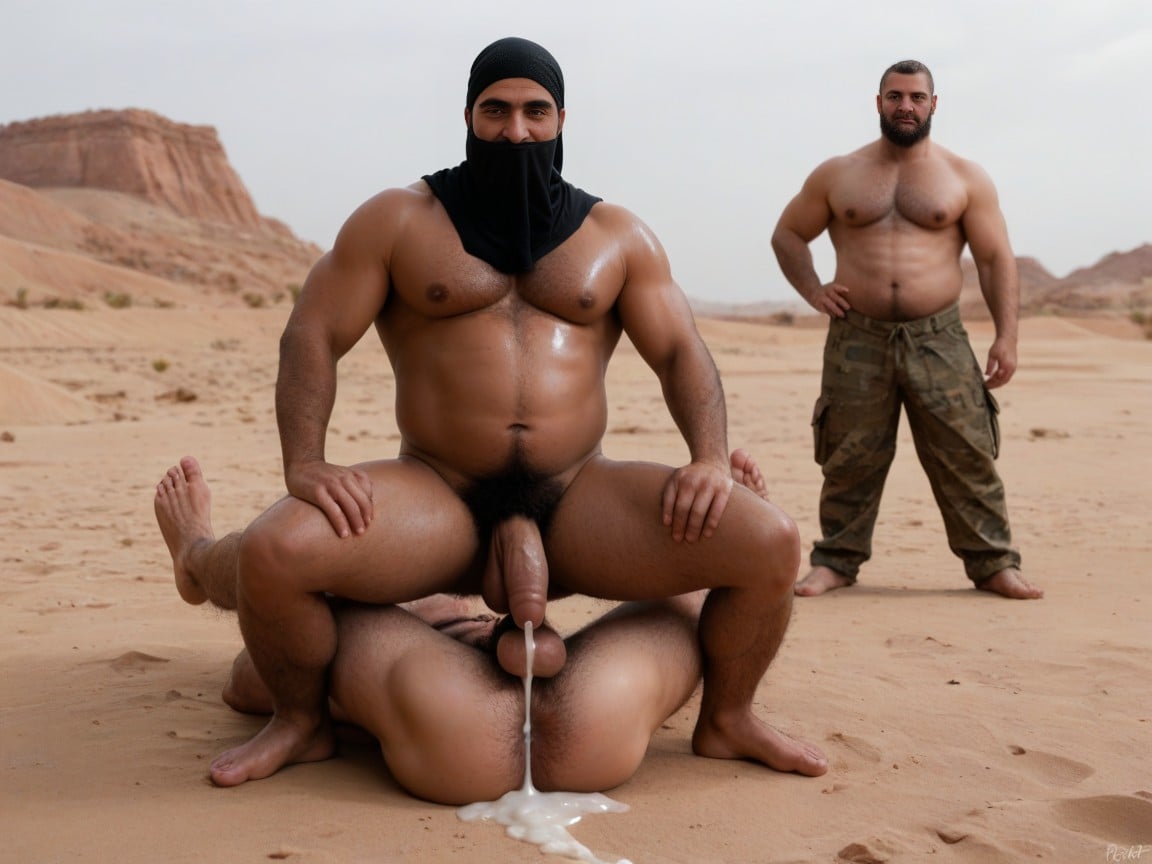 Puddles Of Cum On Pants, Many People Around, Black Hijab AI Gay Porn