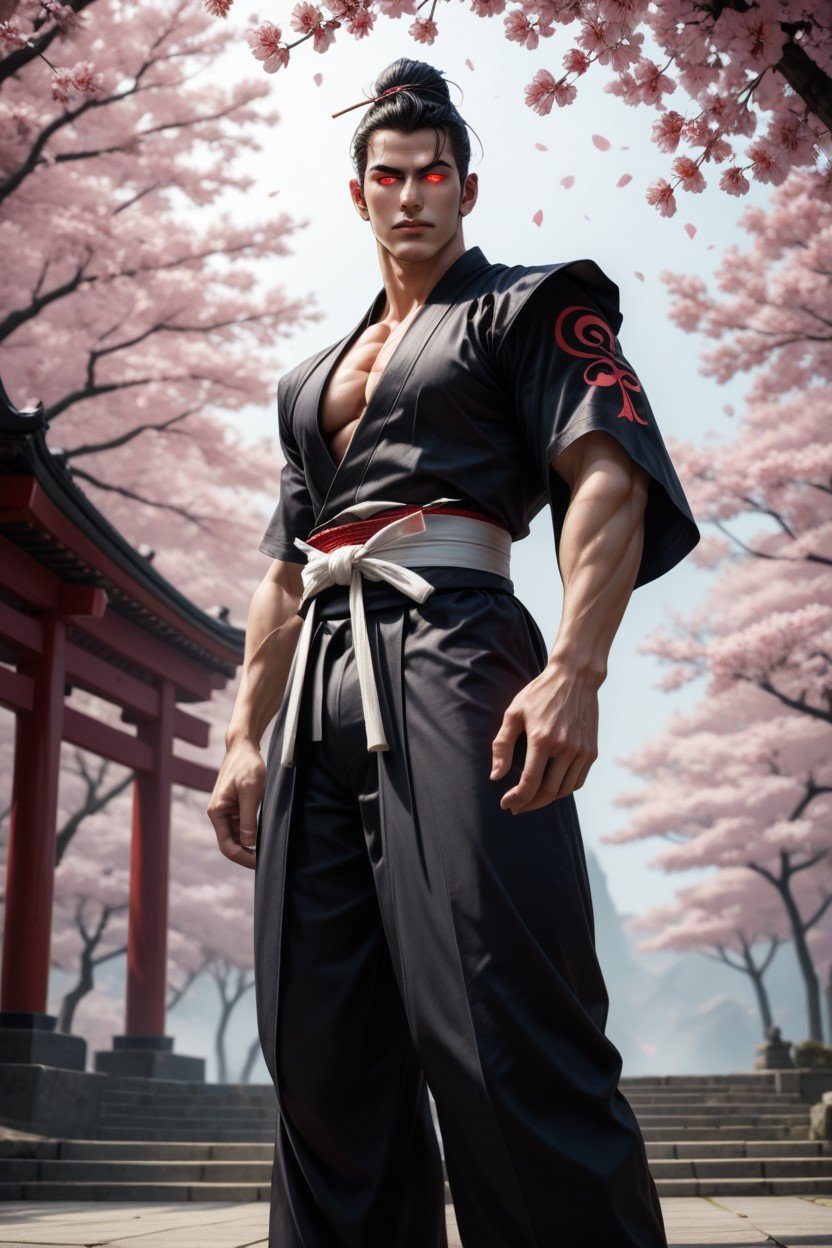 Holding Samurai Sword, フィット, 侍 ゲイAIポルノ