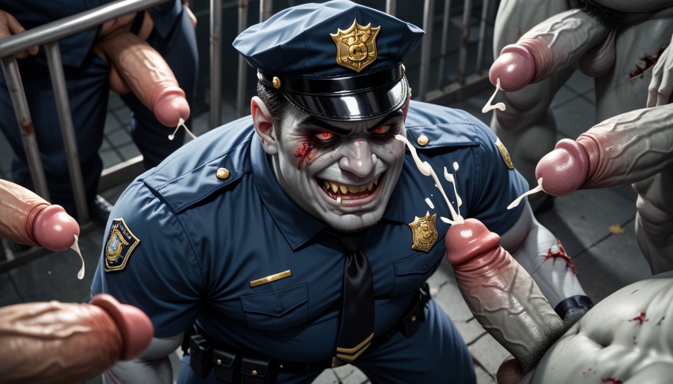 Fat Ugly Zombie, Hero, Red Evil Eyes AI Gay Porn