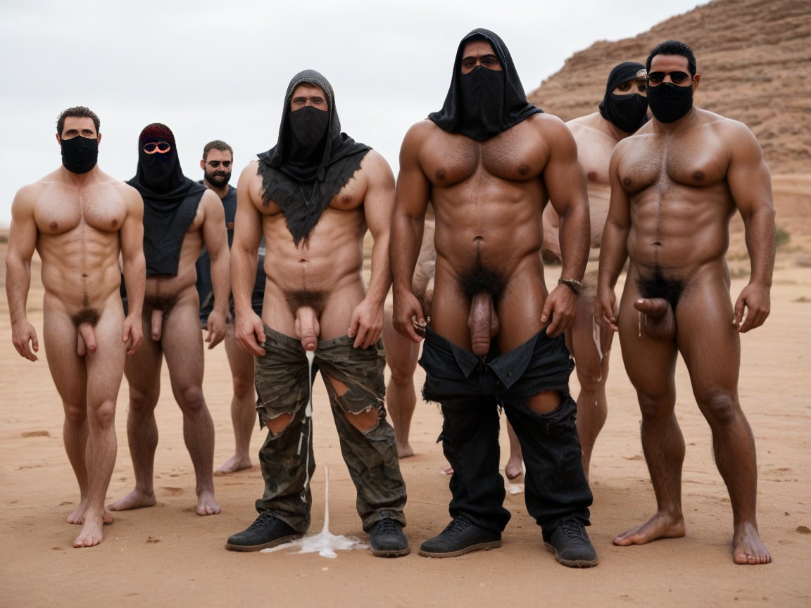 Big Balls Hanging, Foreskin, Desert AI Gay Porn