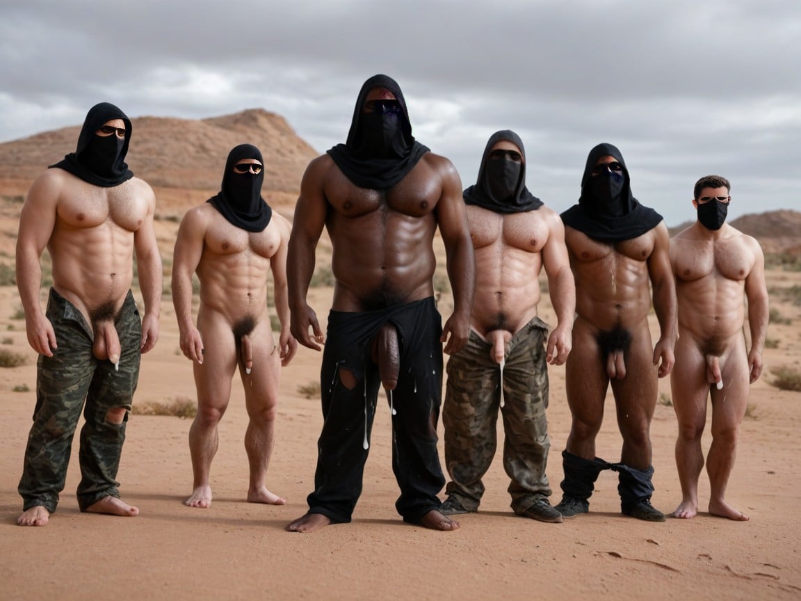 Thugs, Pants Down, Black Headscarfs AI Gay Porn