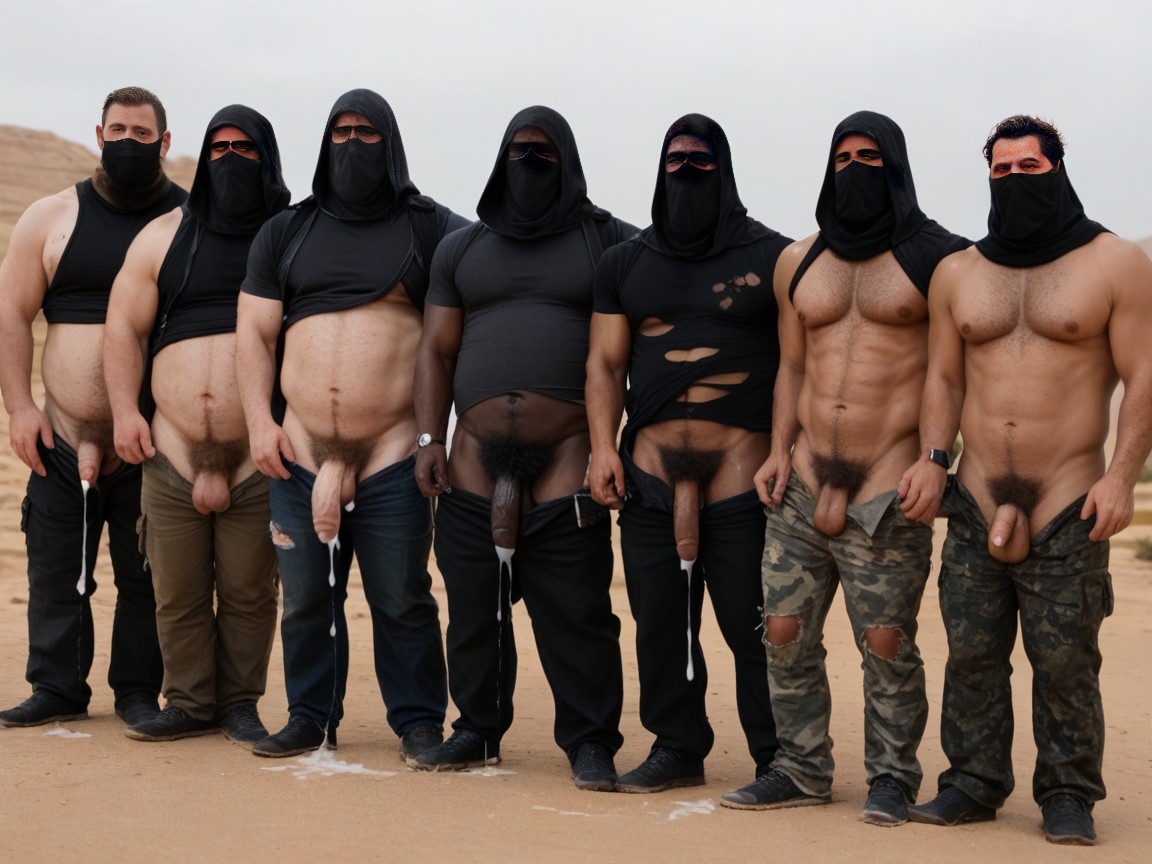 Ripped Clothes , Hairy Pubes, Black Headscarfs AI Gay Porn