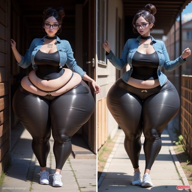 Big Thighs, Massive Breast, Ass So Big You Can See It From The Front And Back AI Porn