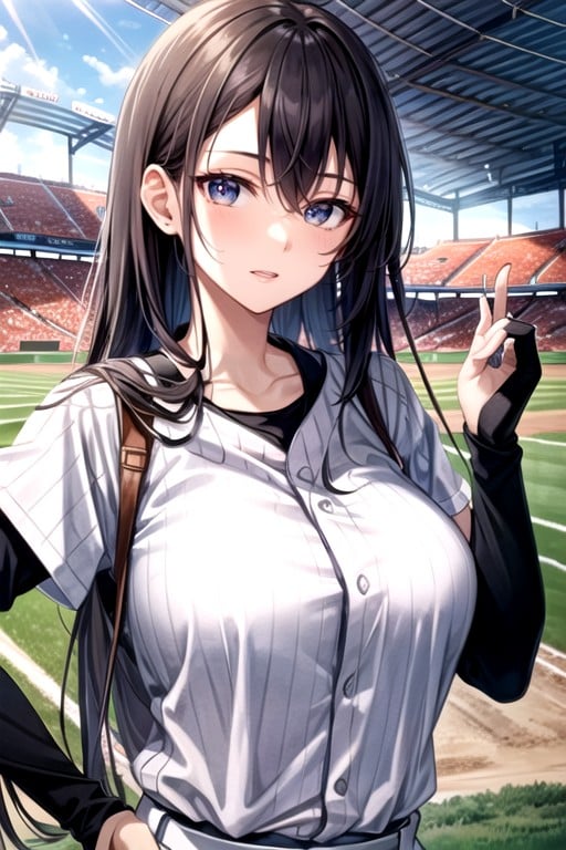 Noon, Baseball Stadium, Specular Hentai AI Porn