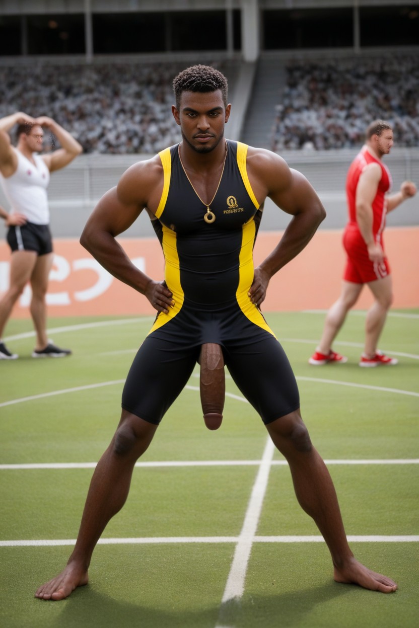 Sprinting On A Track, Skinny, Serious Face AI Gay Porn