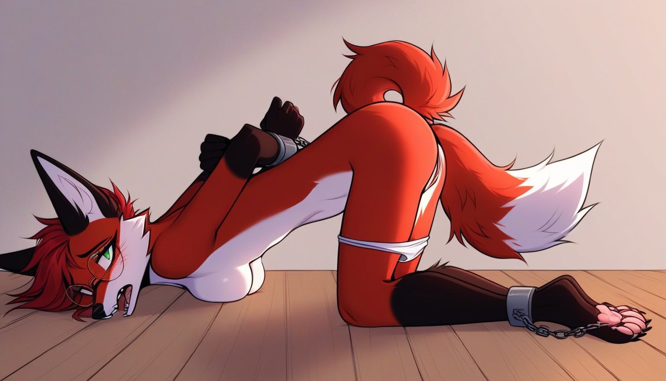 Bedroom, Black Ears, Medium Breast Furry AI Porn