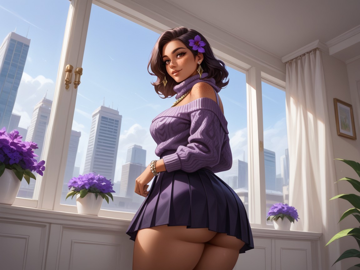 One Woman, Rounded Torso, Penthouse Suite Background Hentai AI Porn