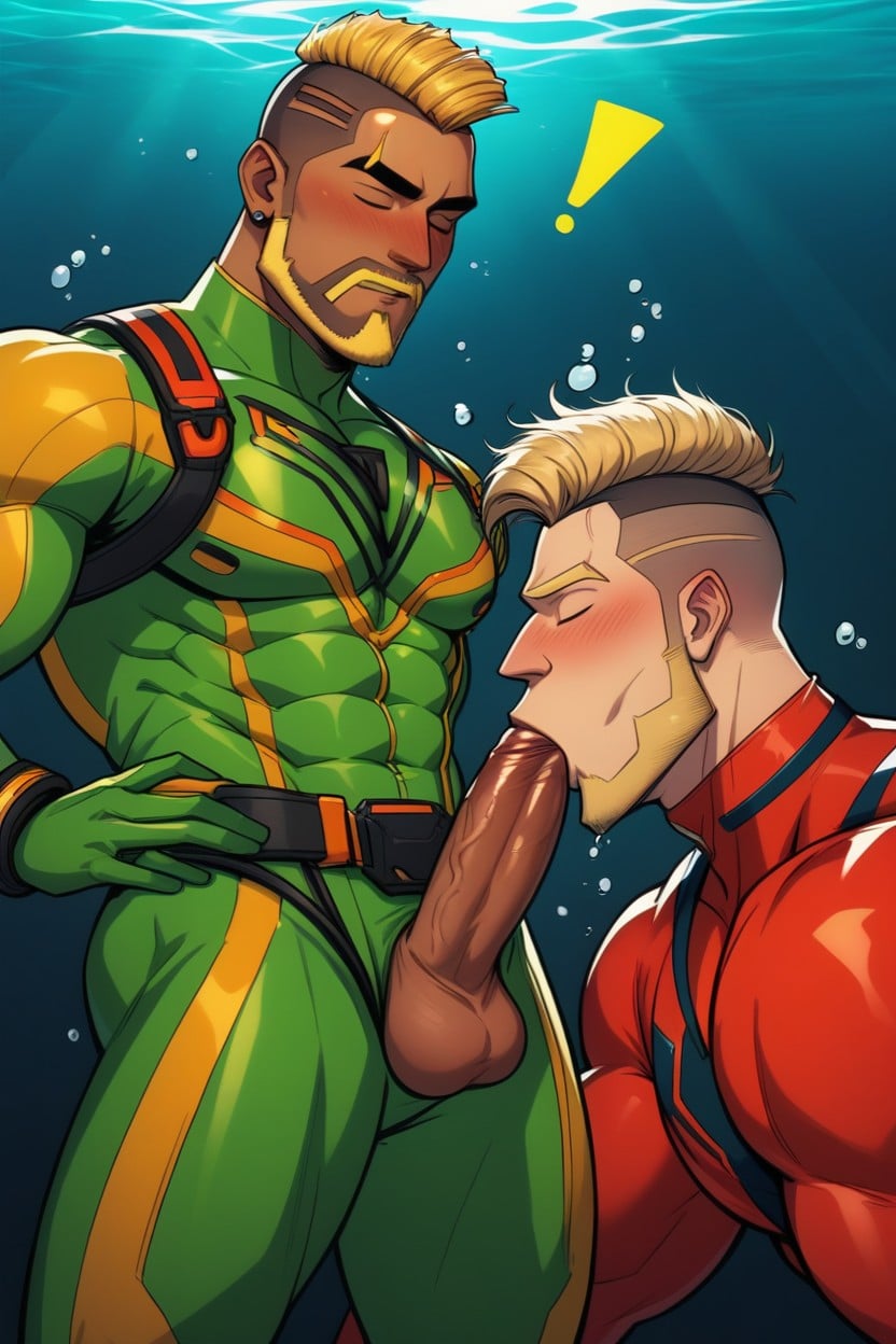 Blue Eyes, Scandinavian Man, Arms Resting AI Gay Porn