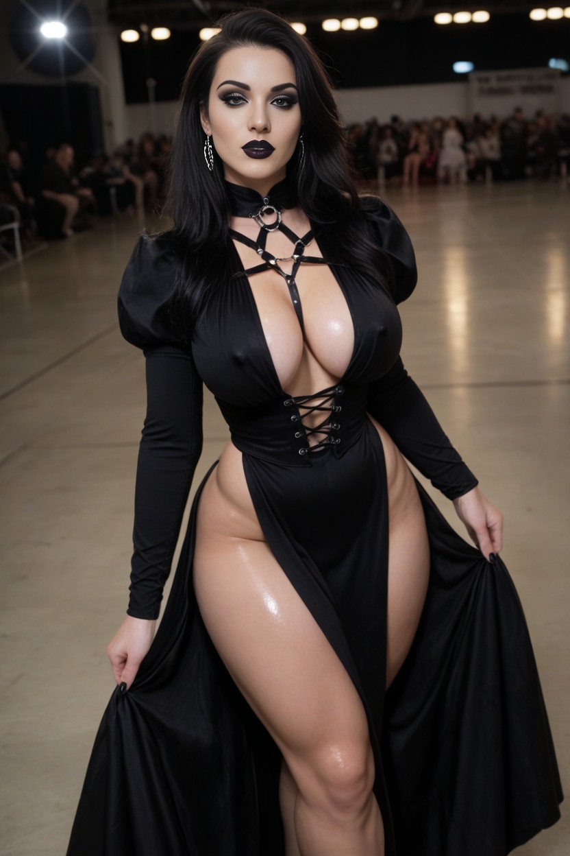Turtle Neck Dress, Perfect Shaped Breasts, Top Down AI Porn
