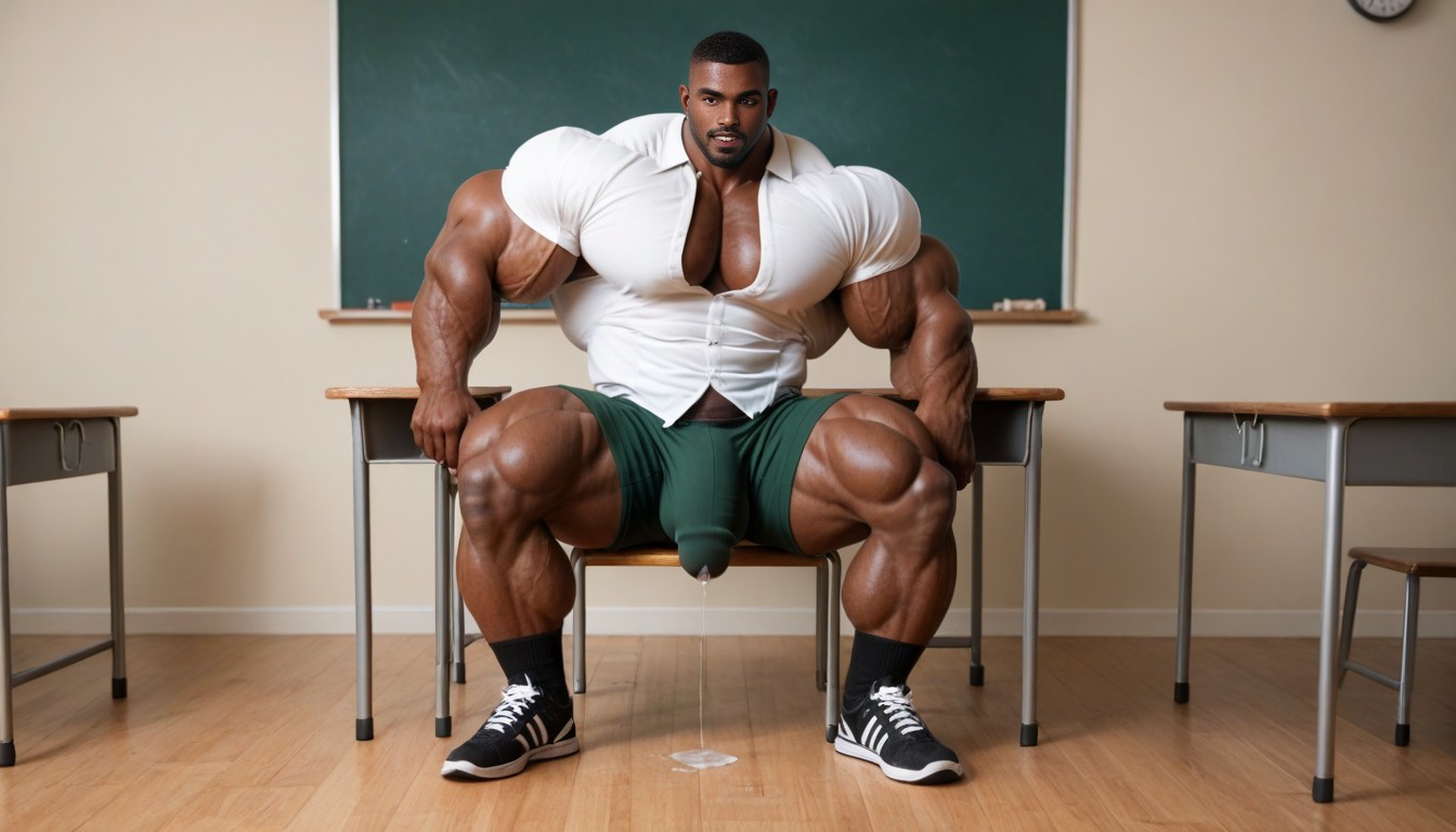 1 Person, Flexing Gigantic Biceps, Gigantic Penis In Shorts AI Gay Porn