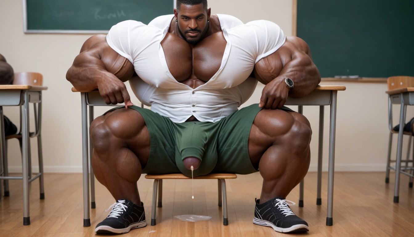 Gigantic Penis In Shorts, Penis Fully Erect, Sleeve AI Gay Porn