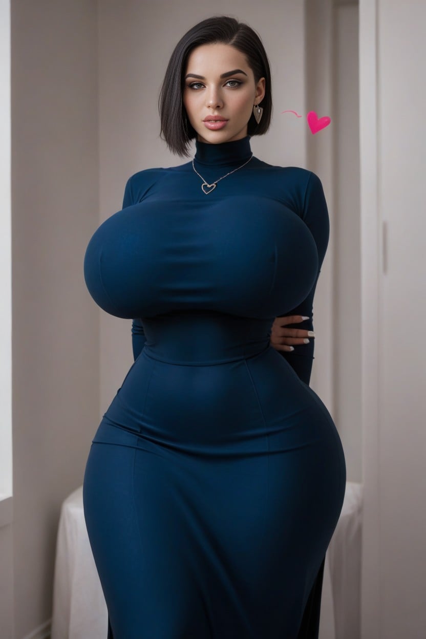 Bobcut Black Hair, Full Lips, Massive Ass AI Porn