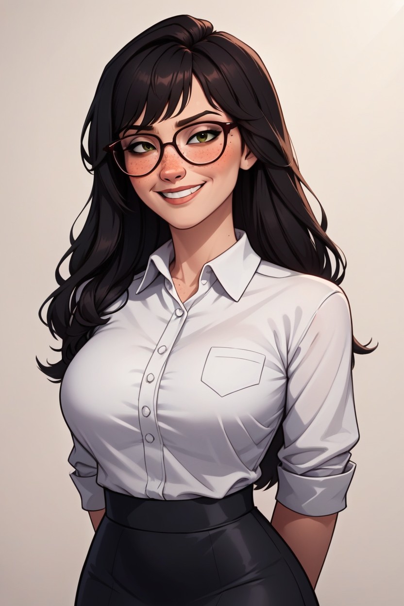 Feminine Face, Freckles, Arms Behind Back AI Porn