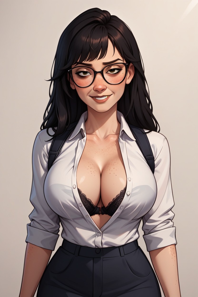 Skinny, Unbuttoned, Open Clothes AI Porn