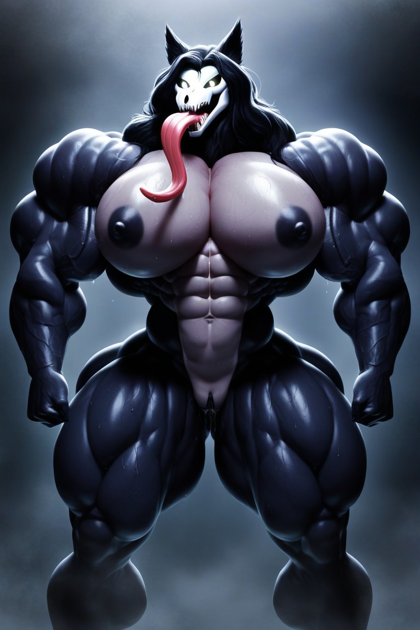 Massive Abz, Flexing His Muscles, Smirking Massive Muscles Big Veins Massive Thigs Furry AI Porn