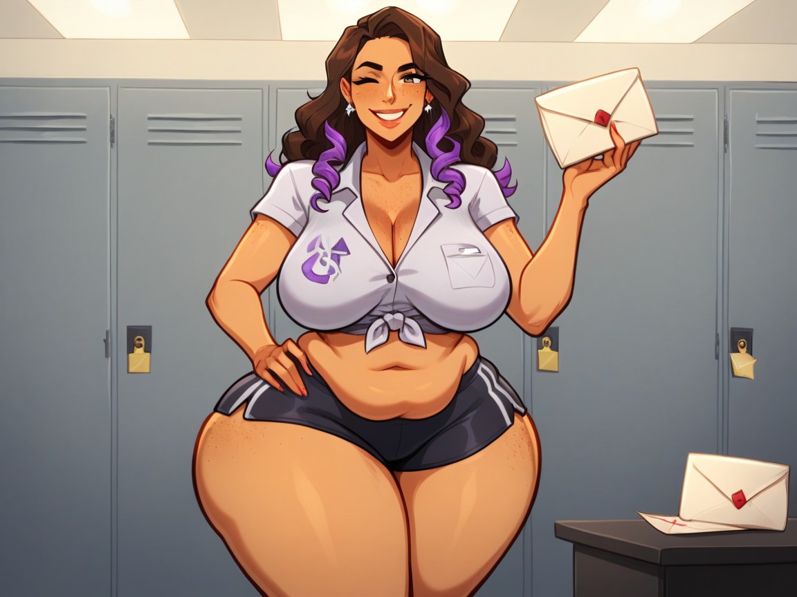 Extremely Large Ass, Thick Ass, Purple Flowers In Hair Hentai AI Porn