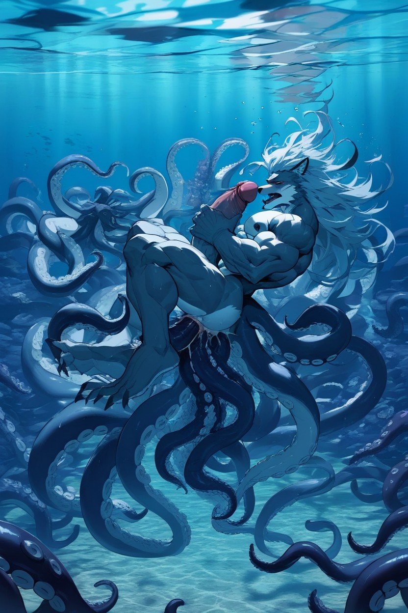 Underwater, Octopus Cock With Octopus Suckers, Octopus Monster Fucking Furry AI Porn