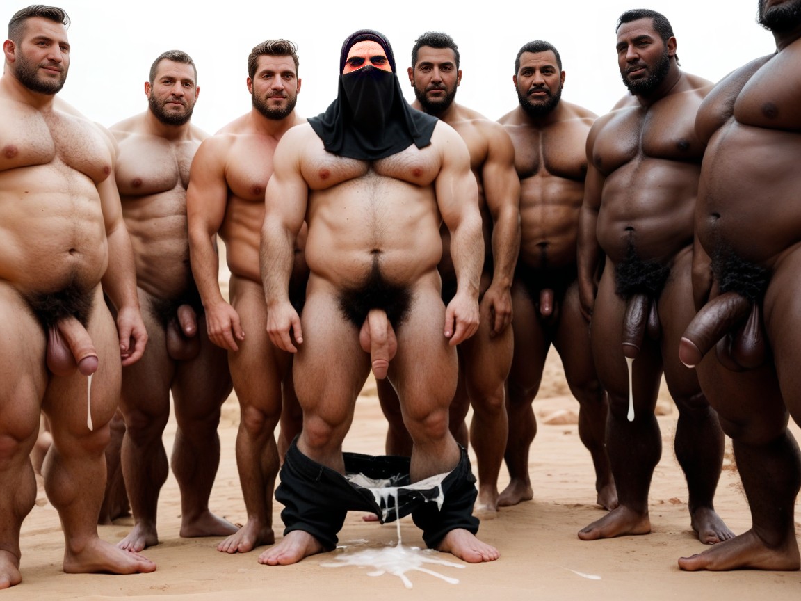 Hairy Back, Puddles Of Cum On The Ground, Hairy Asscheeks AI Gay Porn